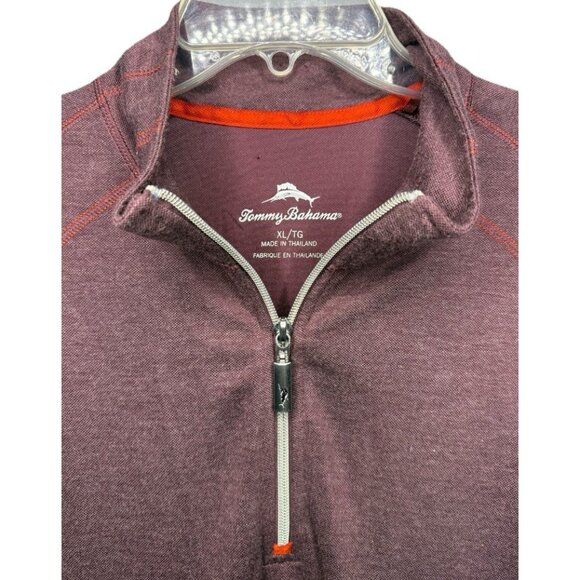 Tommy Bahama‎ Men's XL Burgundy Quarter Zip Pullover Long Sleeve Sweater - Picture 2 of 6
